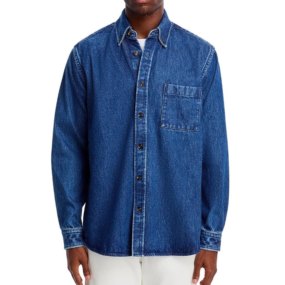 BOSS Hugo Boss Olaf Mens Denim Overshirt Medium Blue Button Down Jacket NWT 198